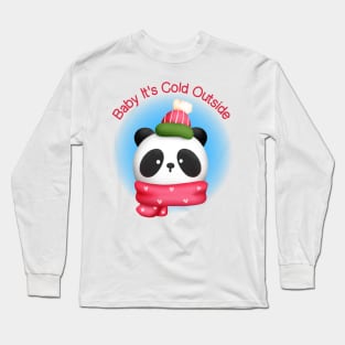 Cute Panda in Scarf and Winter Hat Long Sleeve T-Shirt